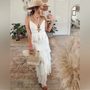 NWT Mustard Seed White Ruched Dress